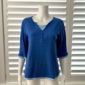 CAROLL REED Women's Blue Polka Dot 3/4 Sleeve Casual Top, Shirt, Royal Blue